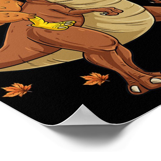 Thanksgiving Turkije Riding T Rex Dinosaur Toddler Poster (Hoek)