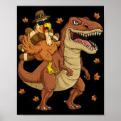 Thanksgiving Turkije Riding T Rex Dinosaur Toddler Poster (Voorkant)
