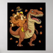 Thanksgiving Turkije Riding T Rex Dinosaur Toddler Poster (Voorkant)