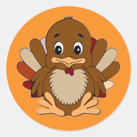 Thanksgiving Turkije Ronde Sticker (Voorkant)