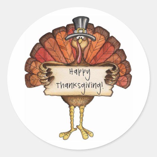 Thanksgiving Turkije Ronde Sticker (Voorkant)