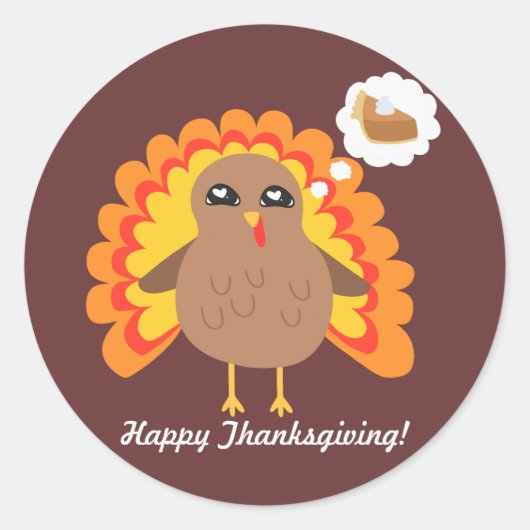  Thanksgiving Turkije Ronde Sticker (Voorkant)