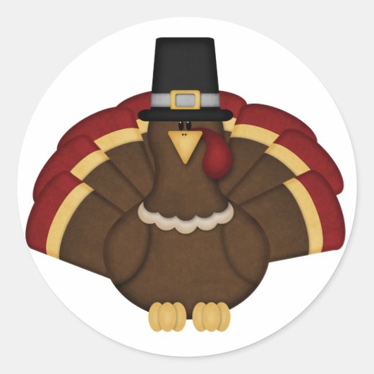 Thanksgiving Turkije Ronde Sticker (Voorkant)