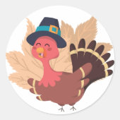 Thanksgiving Turkije Ronde Sticker (Voorkant)