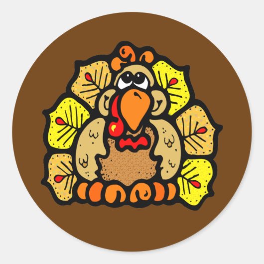 Thanksgiving Turkije Ronde Sticker (Voorkant)
