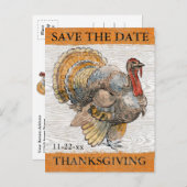 Thanksgiving Turkije Rustiek Save the Date Uitnodiging Briefkaart (Voorkant / Achterkant)