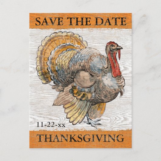 Thanksgiving Turkije Rustiek Save the Date Uitnodiging Briefkaart (Voorkant)