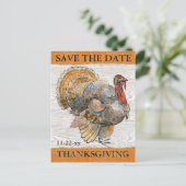 Thanksgiving Turkije Rustiek Save the Date Uitnodiging Briefkaart (Staand voorkant)