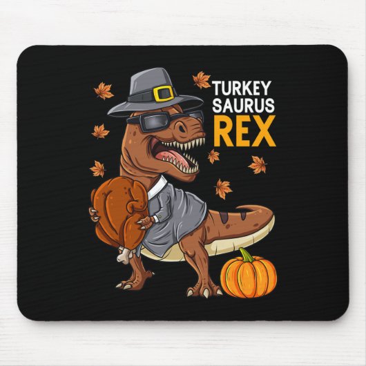 Thanksgiving Turkije Saurus T Rex Pilgrim Dinosaur Muismat (Voorkant)