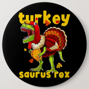 Thanksgiving Turkije Saurus T Rex Pilgrim Dinosaur Ronde Button 6,0 Cm