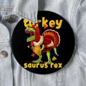 Thanksgiving Turkije Saurus T Rex Pilgrim Dinosaur Ronde Button 6,0 Cm (In situ)