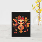 Thanksgiving Turkije Schattigee Coquette Bow Girl  Kaart (Gele Bloem)