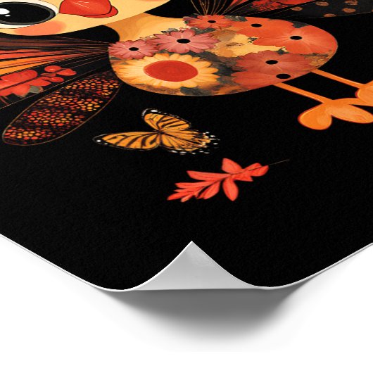 Thanksgiving Turkije Schattigee Coquette Bow Girl  Poster (Hoek)