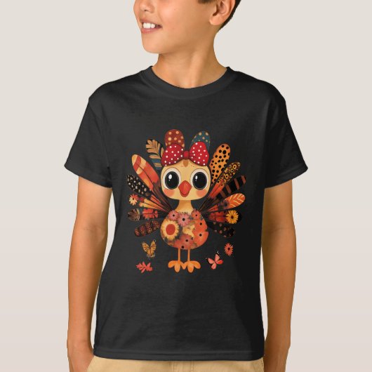 Thanksgiving Turkije Schattigee Coquette Bow Girl  T-shirt (Voorkant)