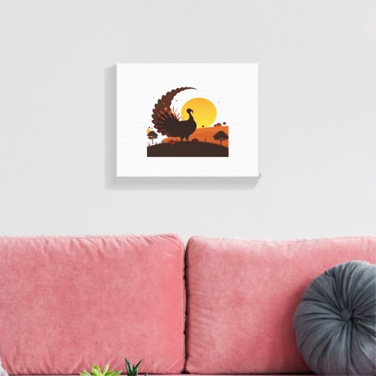 Thanksgiving Turkije Silhouet – Sunset Harvest SC Canvas Afdruk (Insitu (Woonkamer))