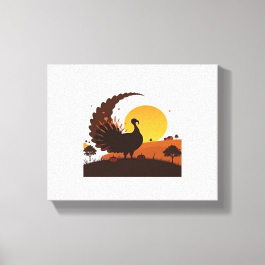 Thanksgiving Turkije Silhouet – Sunset Harvest SC Canvas Afdruk (Voorkant)