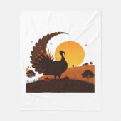 Thanksgiving Turkije Silhouet – Sunset Harvest SC Fleece Deken (Voorkant)