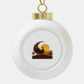 Thanksgiving Turkije Silhouet – Sunset Harvest SC Keramische Bal Ornament (Voorkant)