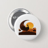 Thanksgiving Turkije Silhouet – Sunset Harvest SC Ronde Button 5,7 Cm (Voorkant /achterkant)