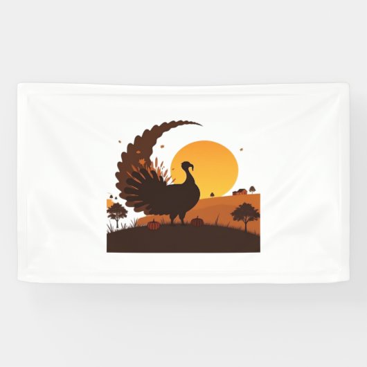 Thanksgiving Turkije Silhouet – Sunset Harvest SC Spandoek (Horizontaal)