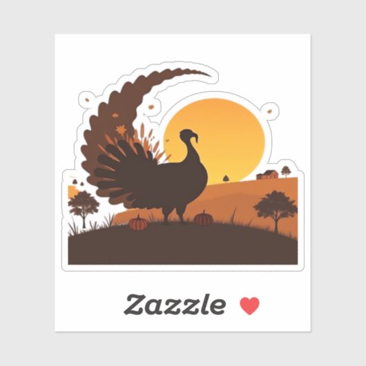 Thanksgiving Turkije Silhouet – Sunset Harvest SC Sticker (Vel)