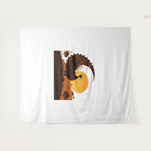 Thanksgiving Turkije Silhouet – Sunset Harvest SC Wandkleed (Voorkant (horizontaal))