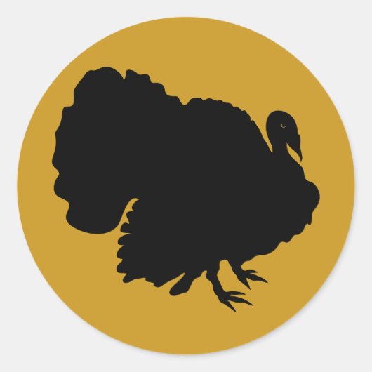 Thanksgiving Turkije Silhouette Ronde Sticker (Voorkant)