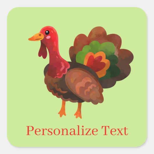 Thanksgiving Turkije Square Sticker (Voorkant)