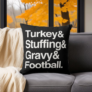 Thanksgiving Turkije & stuffing & gravy & Football Kussen