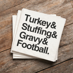 Thanksgiving Turkije & stuffing & gravy & Football Servetten