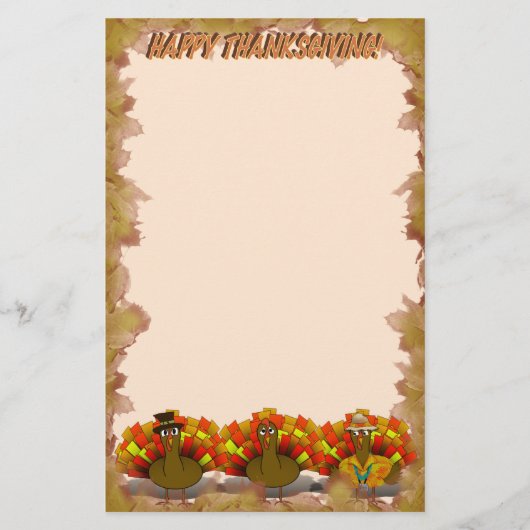 Thanksgiving Turkije Trio Briefpapier (Voorkant)