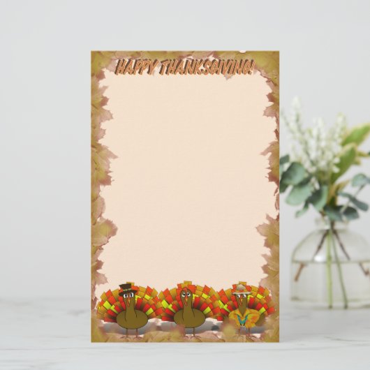 Thanksgiving Turkije Trio Briefpapier (Staand voorkant)