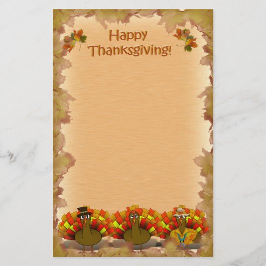 Thanksgiving Turkije Trio Briefpapier (Voorkant)