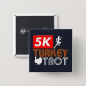 Thanksgiving Turkije Trot Herfst Holiday Vierkante Button 5,1 Cm (Voorkant /achterkant)