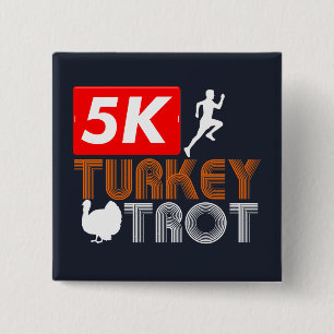 Thanksgiving Turkije Trot Herfst Holiday Vierkante Button 5,1 Cm