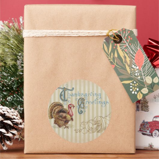  Thanksgiving Turkije Typografie Ronde Sticker (Feestdagen)