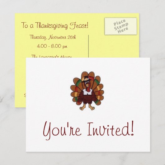 Thanksgiving Turkije U bent uitgenodigd briefkaart (Voorkant / Achterkant)