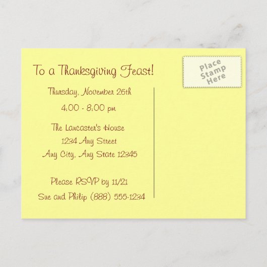 Thanksgiving Turkije U bent uitgenodigd briefkaart (Achterkant)