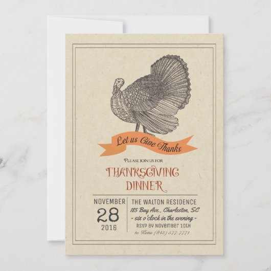 Thanksgiving Turkije Uitnodiging (Voorkant)
