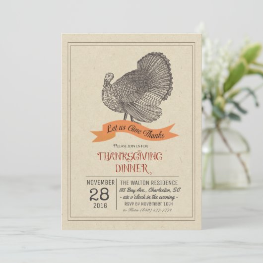 Thanksgiving  Turkije Uitnodiging (Staand voorkant)