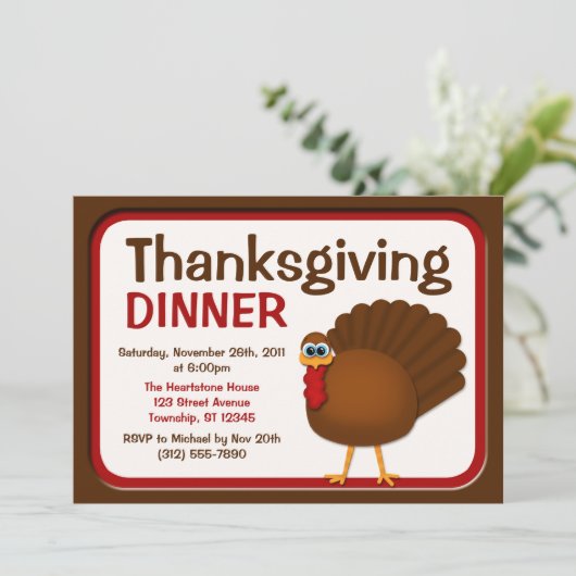 Thanksgiving Turkije Uitnodigingen voor diner (Staand voorkant)