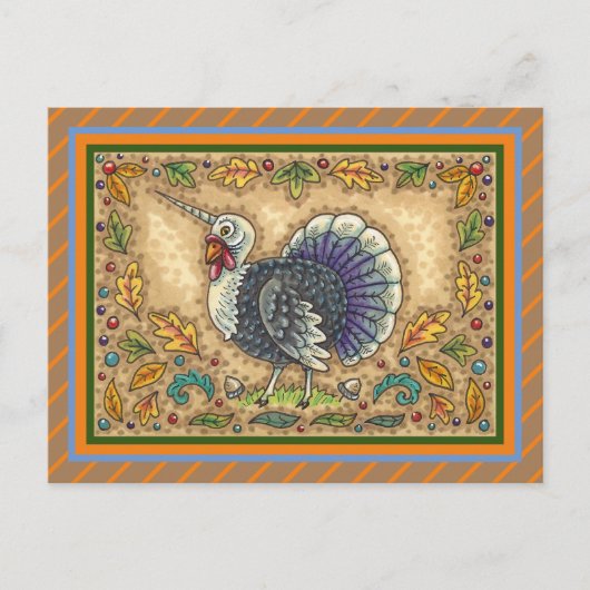 THANKSGIVING TURKIJE UNICORN, WEEFSELS BRIEFKAART (Voorkant)