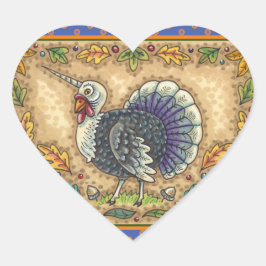 THANKSGIVING TURKIJE UNICORN, WEEFSELS HART STICKER