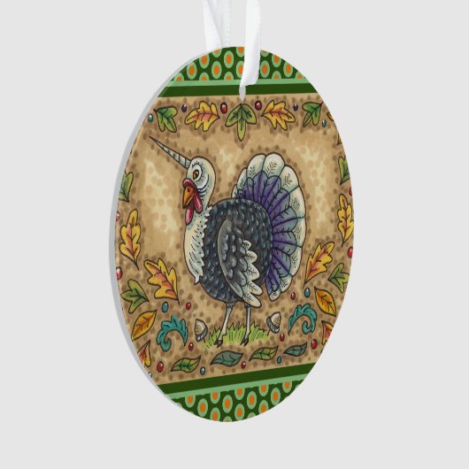 THANKSGIVING TURKIJE UNICORN, WEEFSELS ORNAMENT (voorkant)