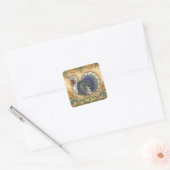 THANKSGIVING TURKIJE UNICORN, WEEFSELS VIERKANTE STICKER (Envelop)