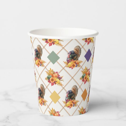 Thanksgiving Turkije Vakantiepapier Cups Papieren Bekers (Achterkant)