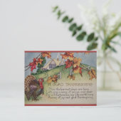  Thanksgiving - Turkije & Vers Feestdagenkaart (Staand voorkant)