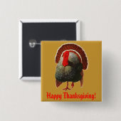Thanksgiving Turkije Vierkante Button 5,1 Cm (Voorkant /achterkant)