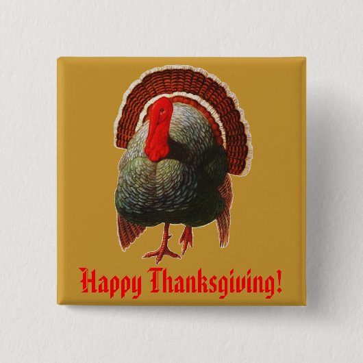 Thanksgiving Turkije Vierkante Button 5,1 Cm (Voorkant)