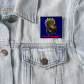  Thanksgiving Turkije Vierkante Button 5,1 Cm (In situ)